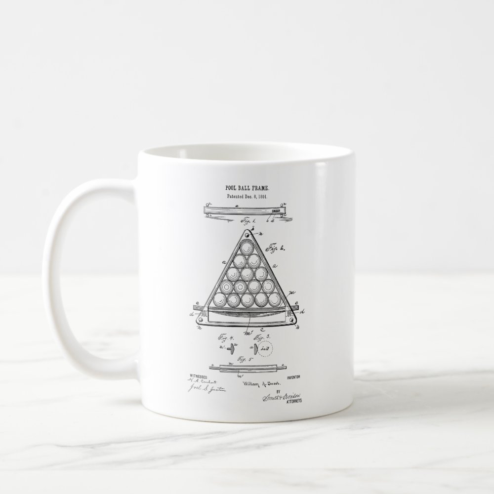 billiard blueprint pool game coffee mug for him - Billiard Gifts