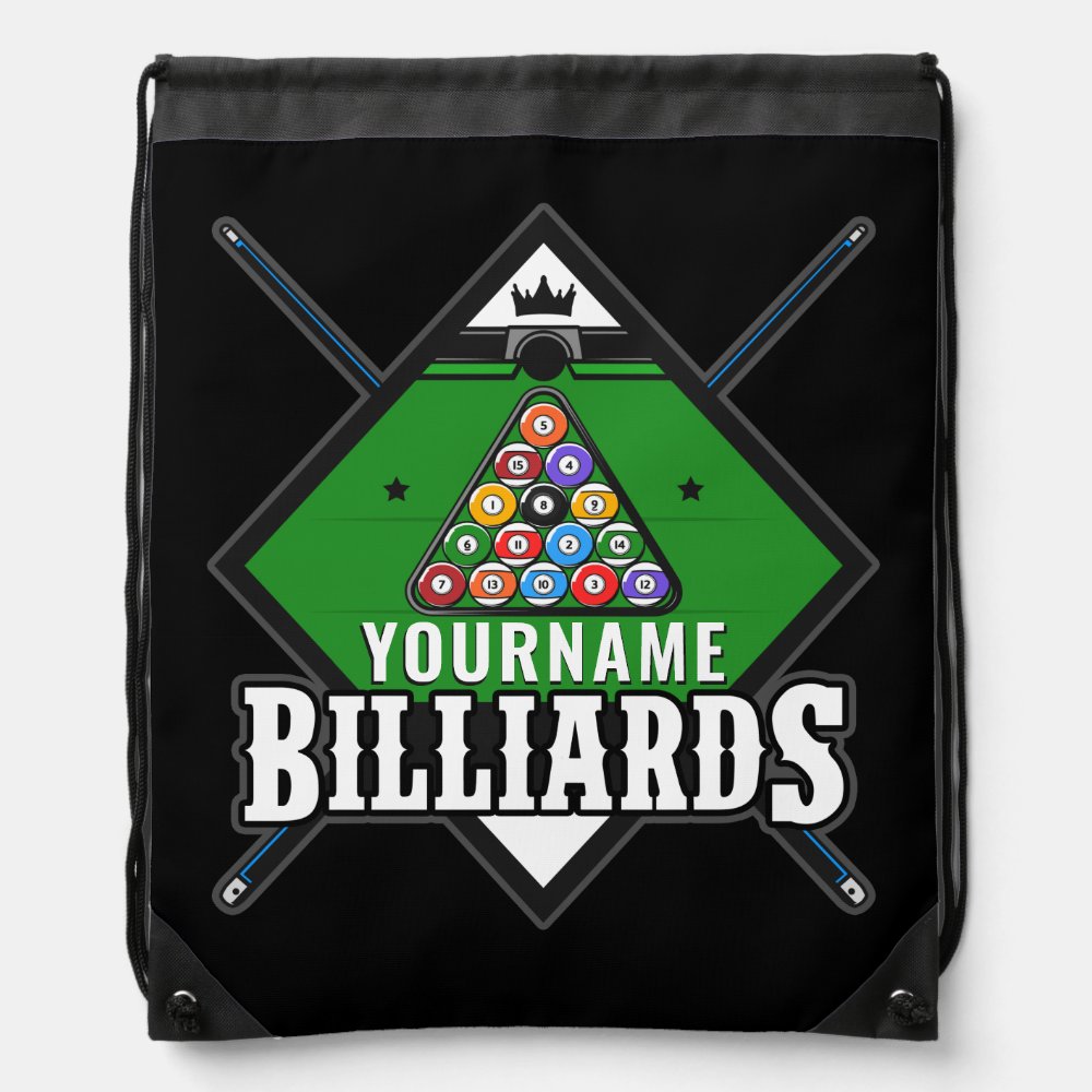 personalized billiards name cue rack pool room drawstring bag - Billiard Gifts