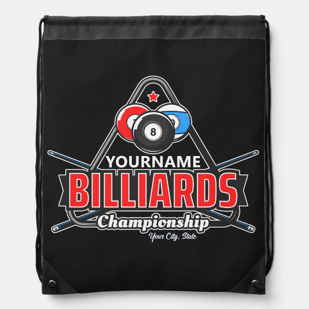 personalized name billiards 8 ball pool cue rack drawstring bag - Billiard Gifts
