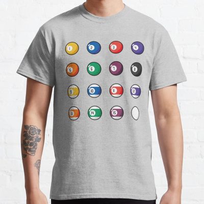 Billiard Balls Pattern - White Background T-Shirt Official Billiard Merch