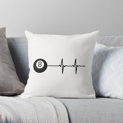 8 Ball Heartbeat Throw Pillow Official Billiard Merch