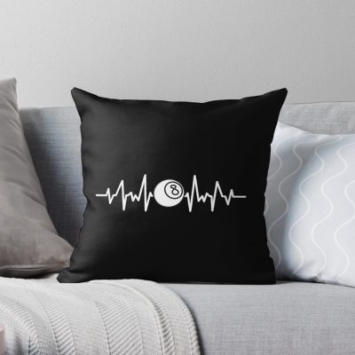 8 Ball Heartbeat Throw Pillow Official Billiard Merch