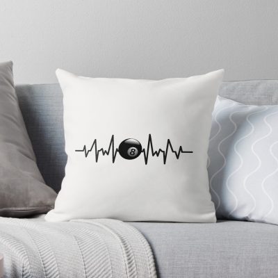 8 Ball Heartbeat Throw Pillow Official Billiard Merch