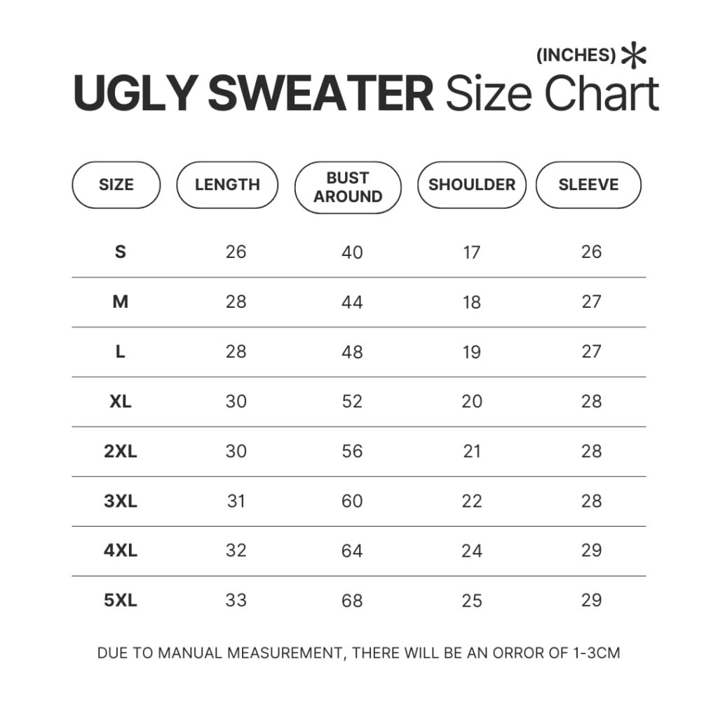 Ugly Sweater Size Chart - Billiard Gifts