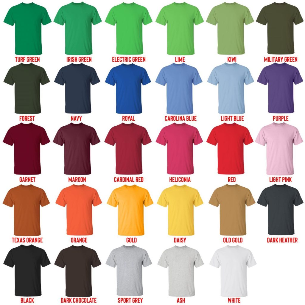 t shirt color chart - Billiard Gifts