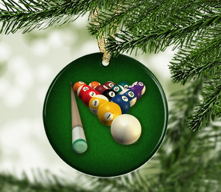 Billiards Pool With Cue Christmas Ornament