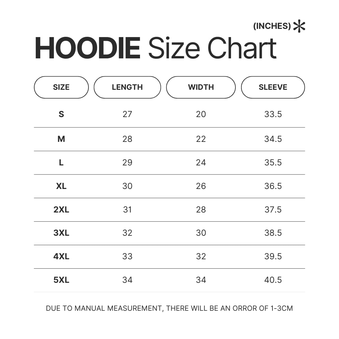 Hoodie Size Chart 2 - Billiard Gifts